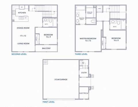 CasaLago Eastlake Apartments 2D Floor Plans 3 Bedroom